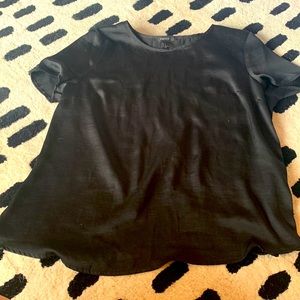 Black, open back, blouse